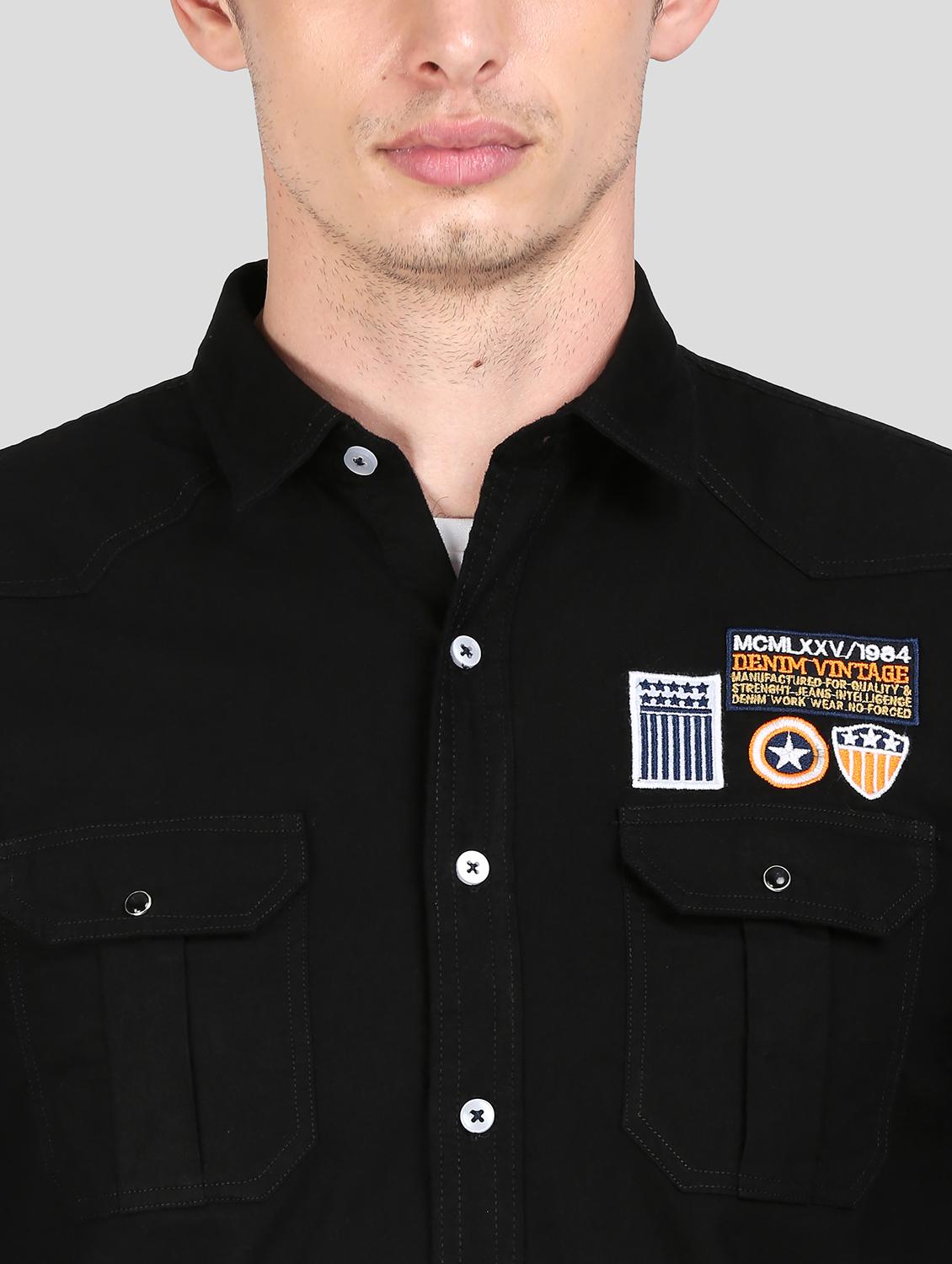 black solid casual shirt - 18079945 - Standard Image - 5