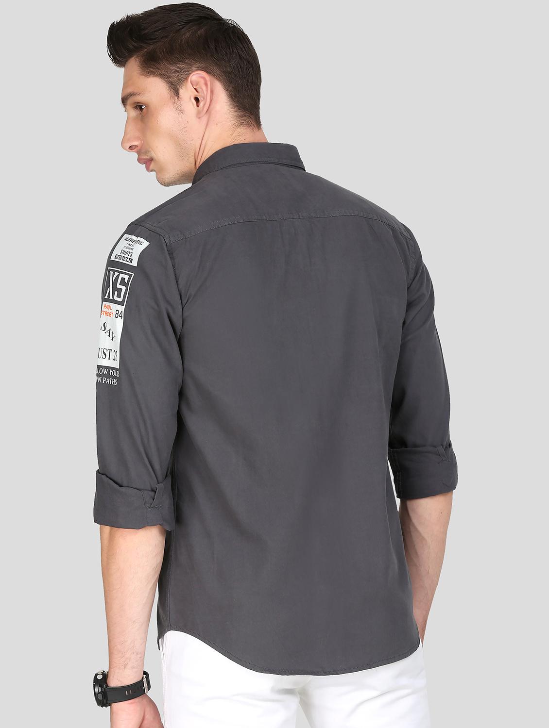 grey solid casual shirt - 18079946 - Standard Image - 3
