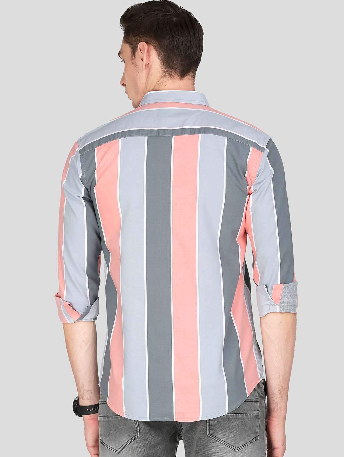 pink stripe casual shirt - 18079960 - Standard Image - 3
