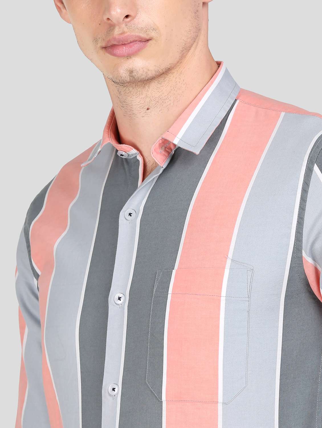 pink stripe casual shirt - 18079960 - Standard Image - 5