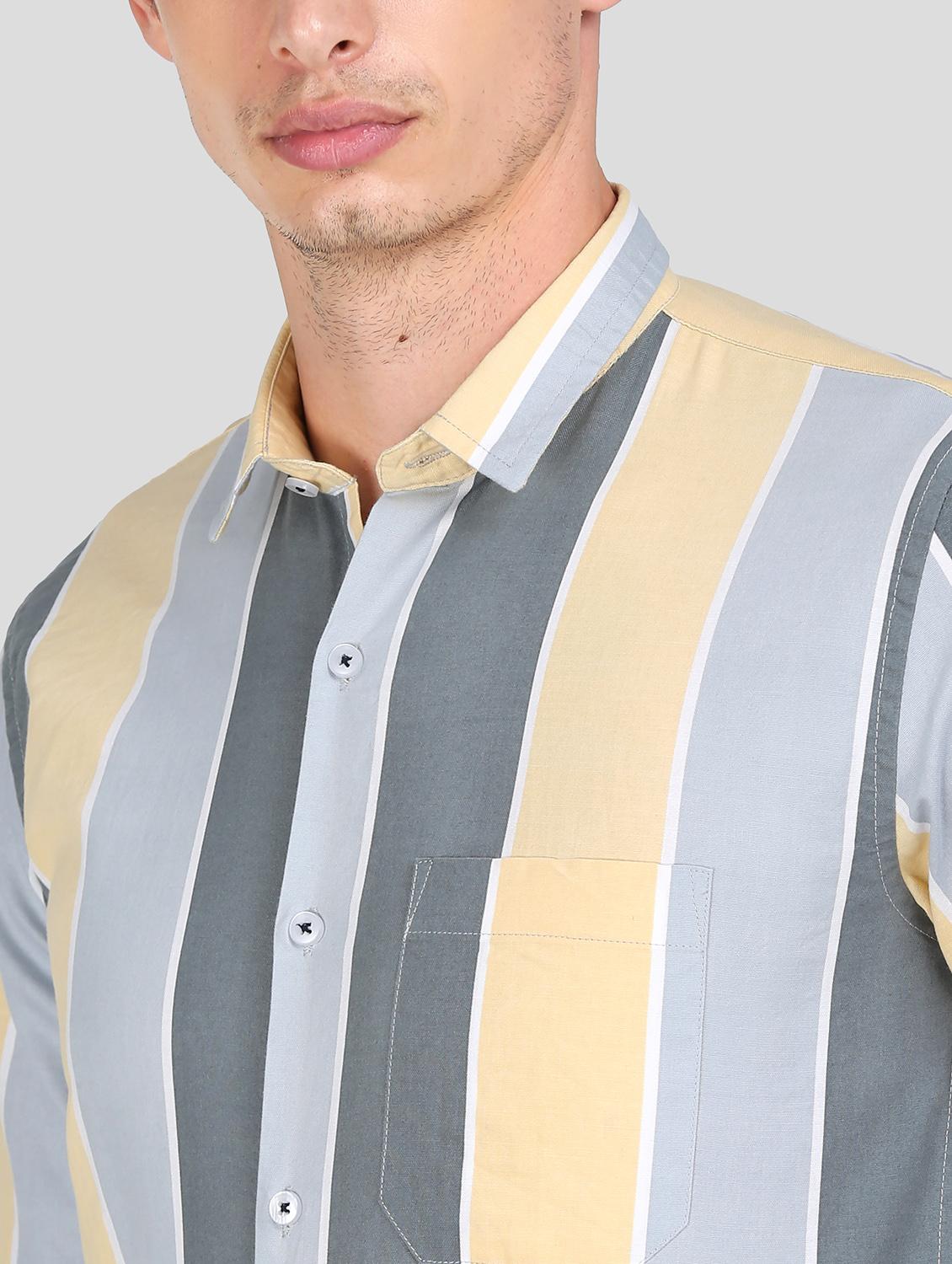 yellow stripe casual shirt - 18079961 - Standard Image - 5
