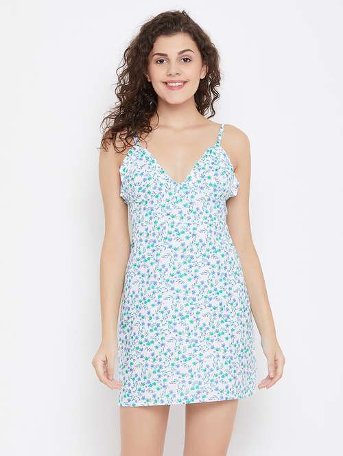 white floral printed nightwear sleepshirt - 18080789 -  Standard Image - 0