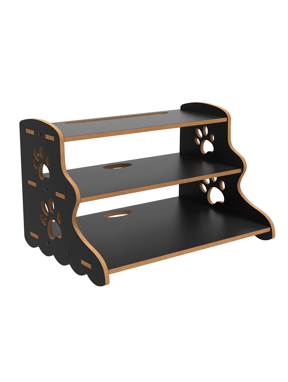 home sparkle mdf wall shelve | wall mounted floating 3 tier wall shelf / set top box holder (dark brown) - 18080945 - Standard Image - 3