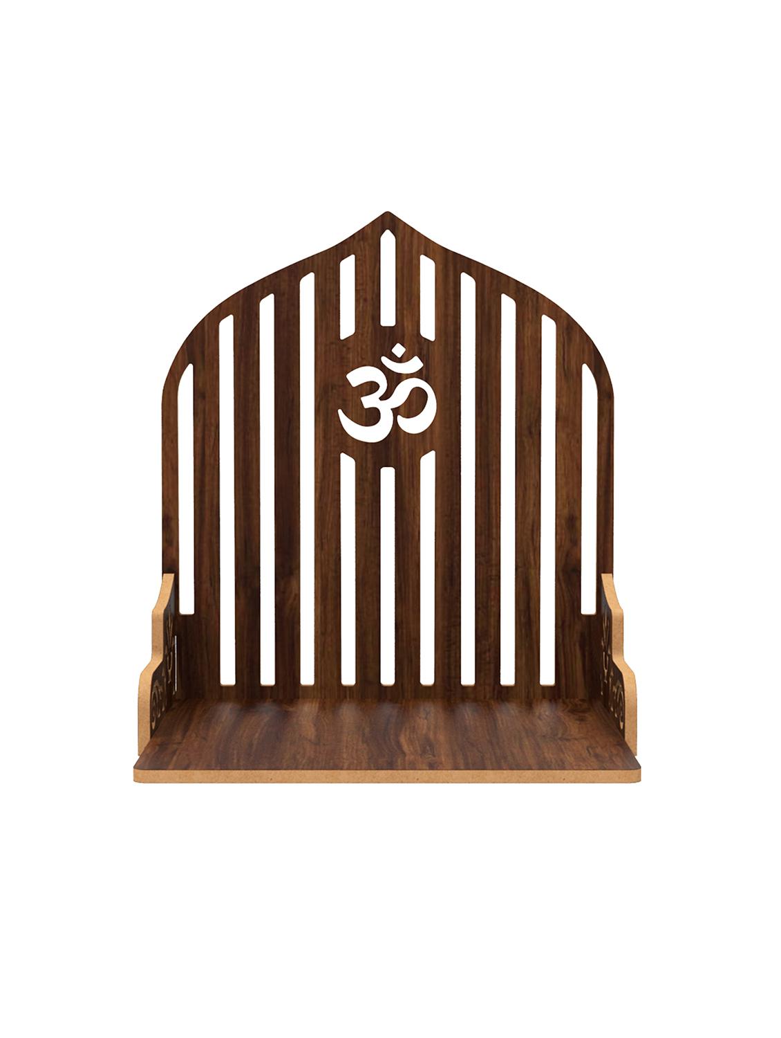 home sparkle engineered wood mandir om wall hanging | wall mounted floating shelf (dark brown) - 18080947 - Standard Image - 3