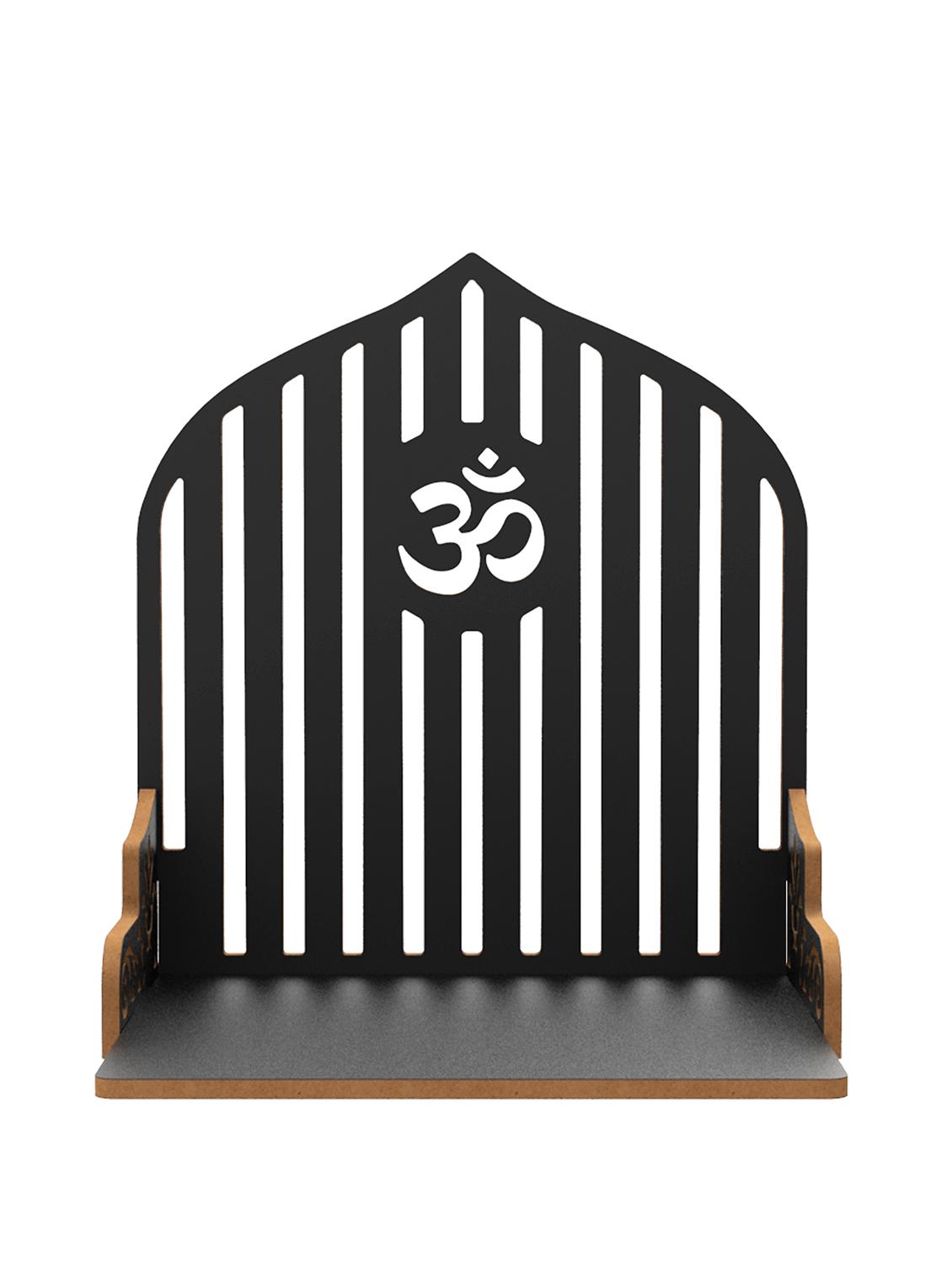 home sparkle engineered wood mandir om wall hanging | wall mounted floating shelf (dark brown) - 18080948 - Standard Image - 3