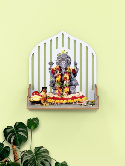 home sparkle engineered wood mandir om wall hanging | wall mounted floating shelf (dark brown) - 18080949 -  Standard Image - 0