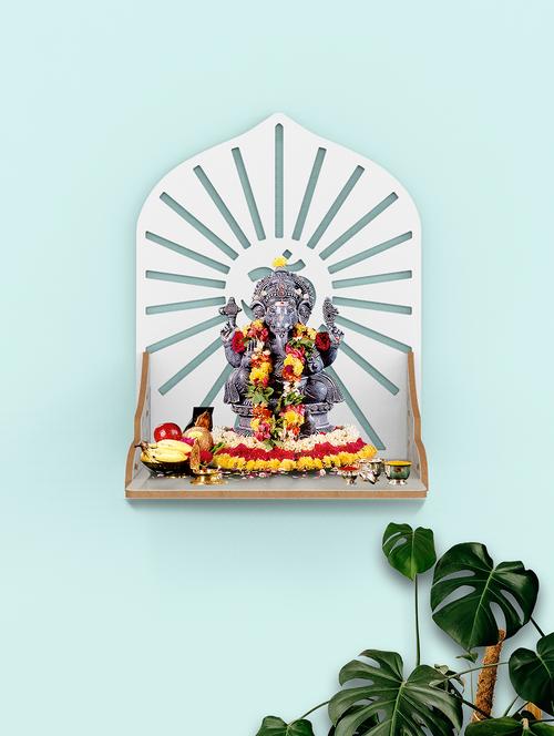home sparkle engineered wood mandir om wall hanging | wall mounted floating shelf (dark brown) - 18080952 -  Standard Image - 0