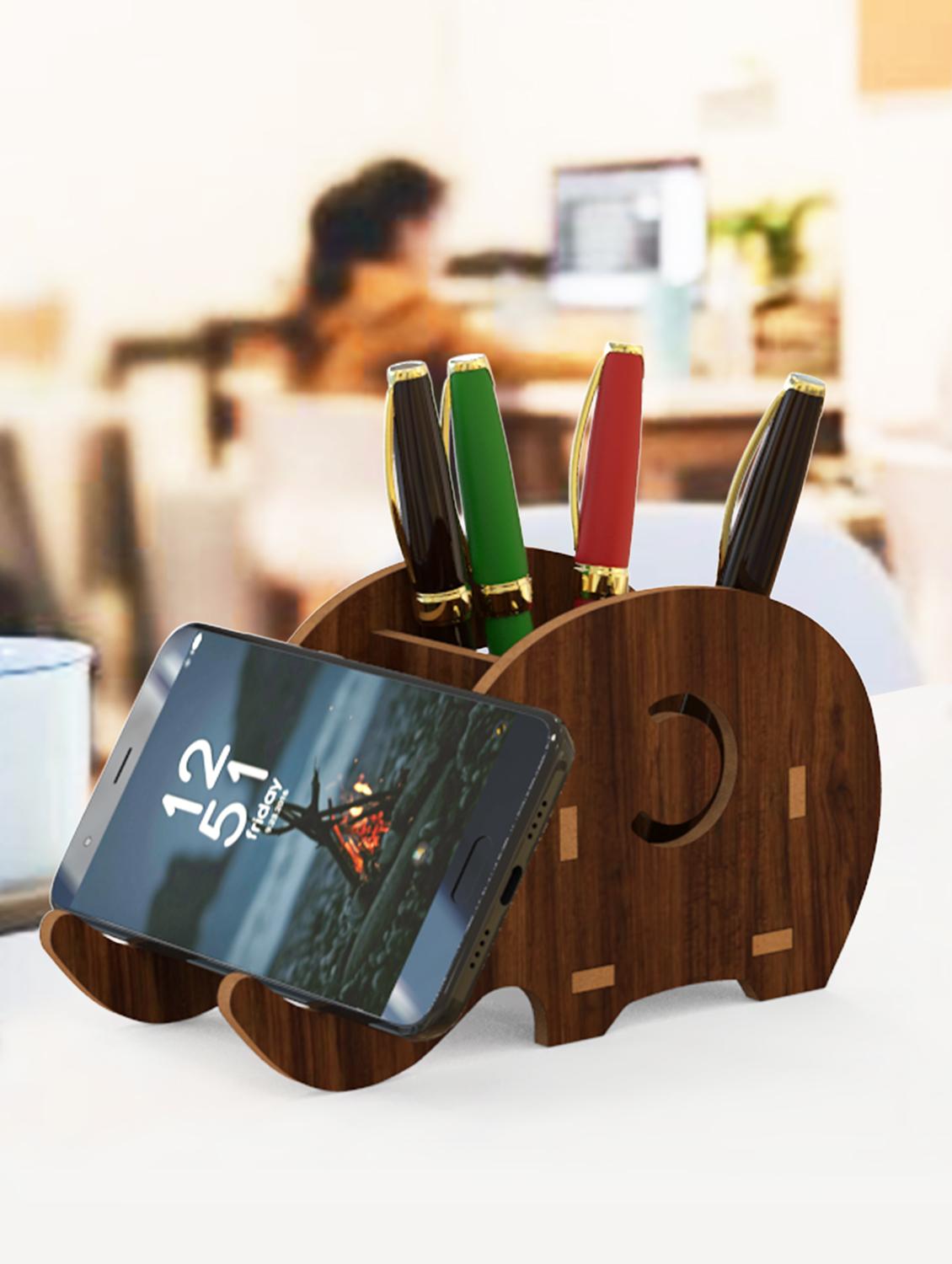 home sparkle elephant shape mdf designer remote control holder stand organizer (dark brown) - 18080960 - Zoom Image - 0