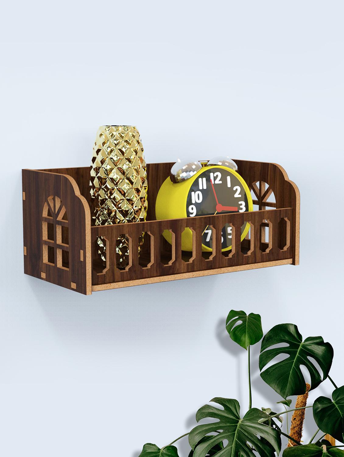 home sparkle wall mounted wooden shelves for living room, bedroom, bathroom, living room, kitchen – dark brown - 18080964 - Zoom Image - 0