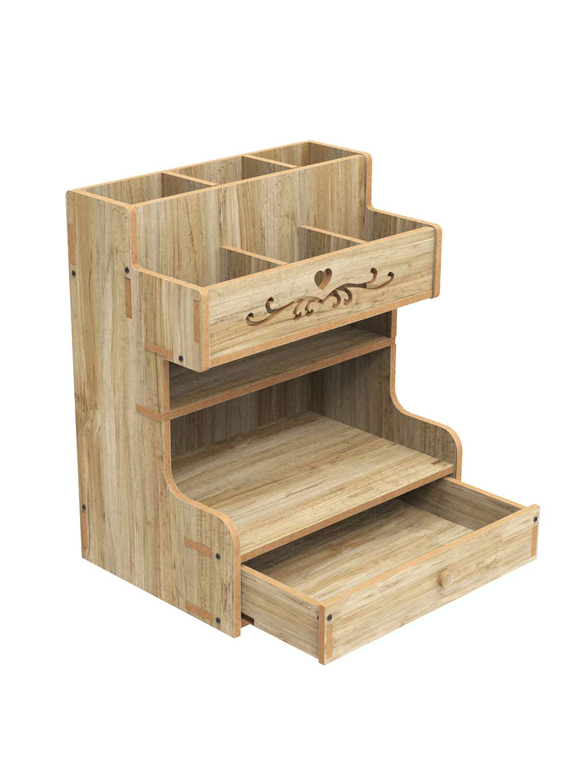 home sparkle office desk organiser and accessories, multi-functional stationary supplies desktop organizer set (dark brown) - 18080977 -  Standard Image - 3