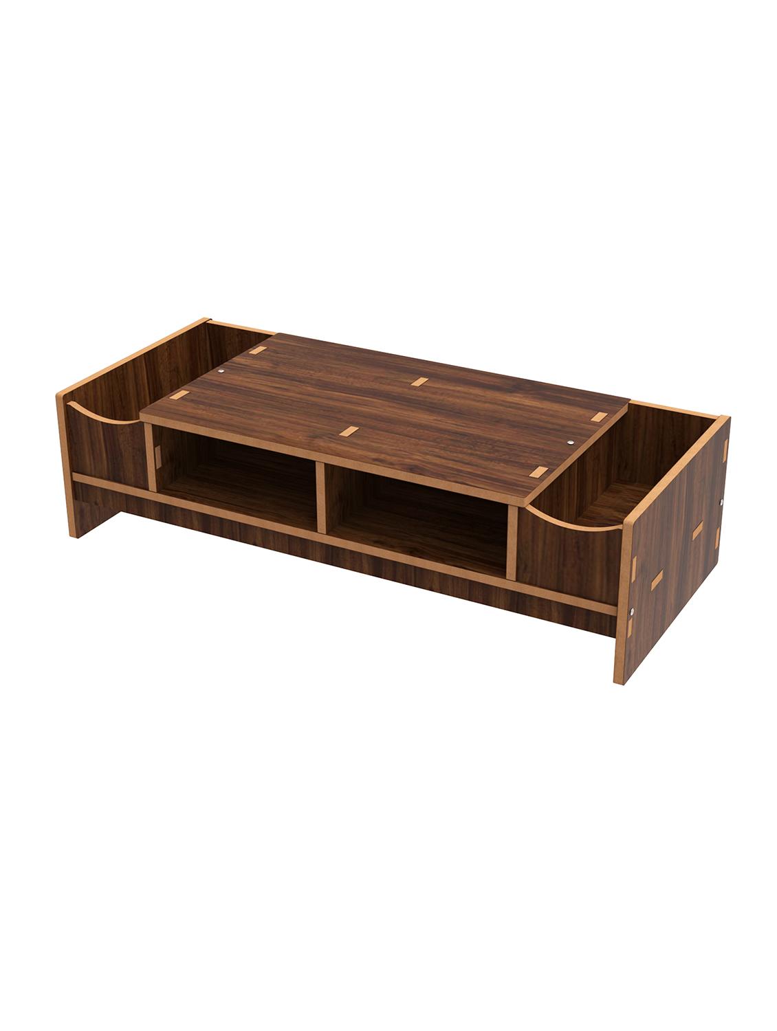 home sparkle mdf desktop monitor stand computer screen riser shelf table drawer - dark brown - 18080984 - Standard Image - 3