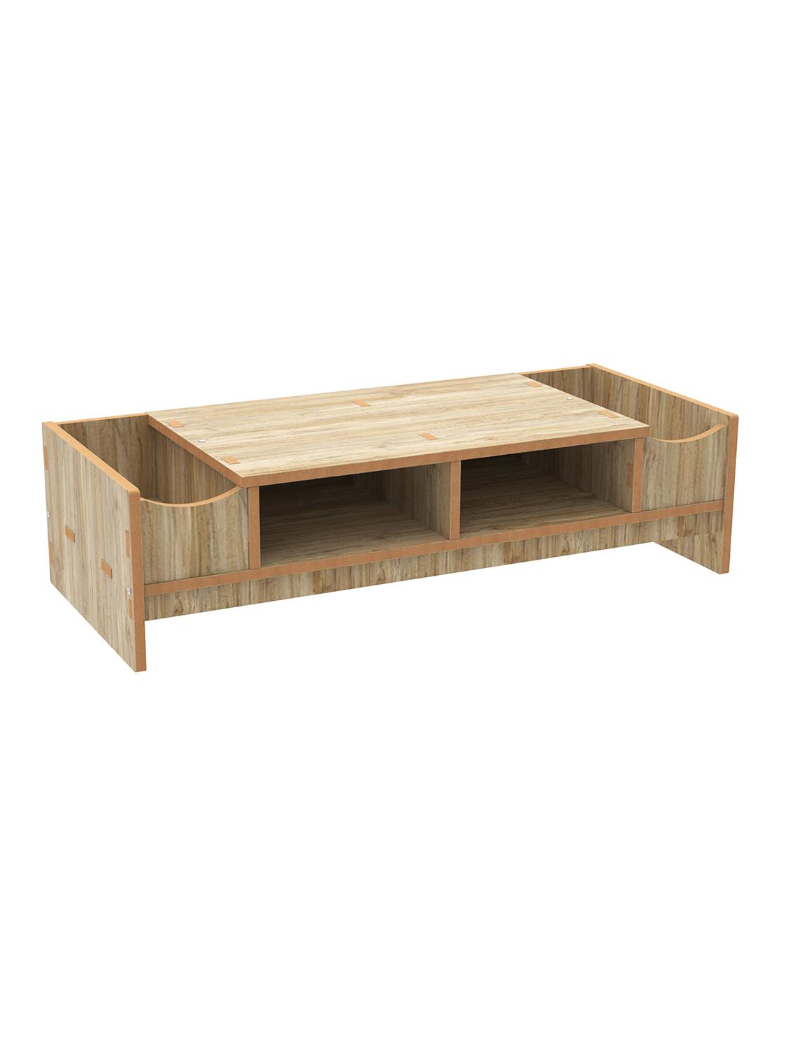 home sparkle mdf desktop monitor stand computer screen riser shelf table drawer - dark brown - 18080985 - Standard Image - 3