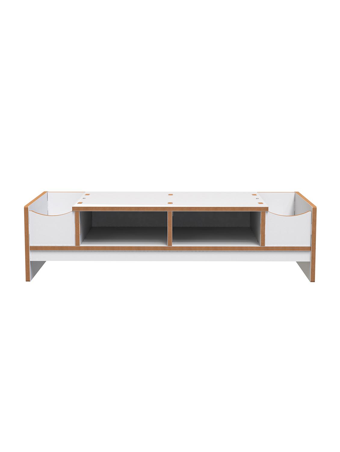 home sparkle mdf desktop monitor stand computer screen riser shelf table drawer - dark brown - 18080987 - Standard Image - 3