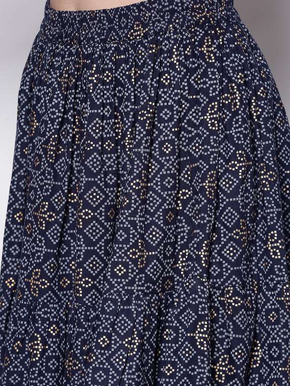 navy blue cotton flared lehenga - 18081211 -  Standard Image - 3
