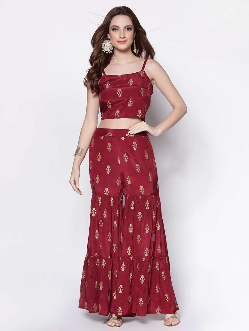 maroon art silk straight lehenga