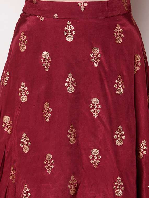maroon art silk straight lehenga - 18081212 -  Standard Image - 3