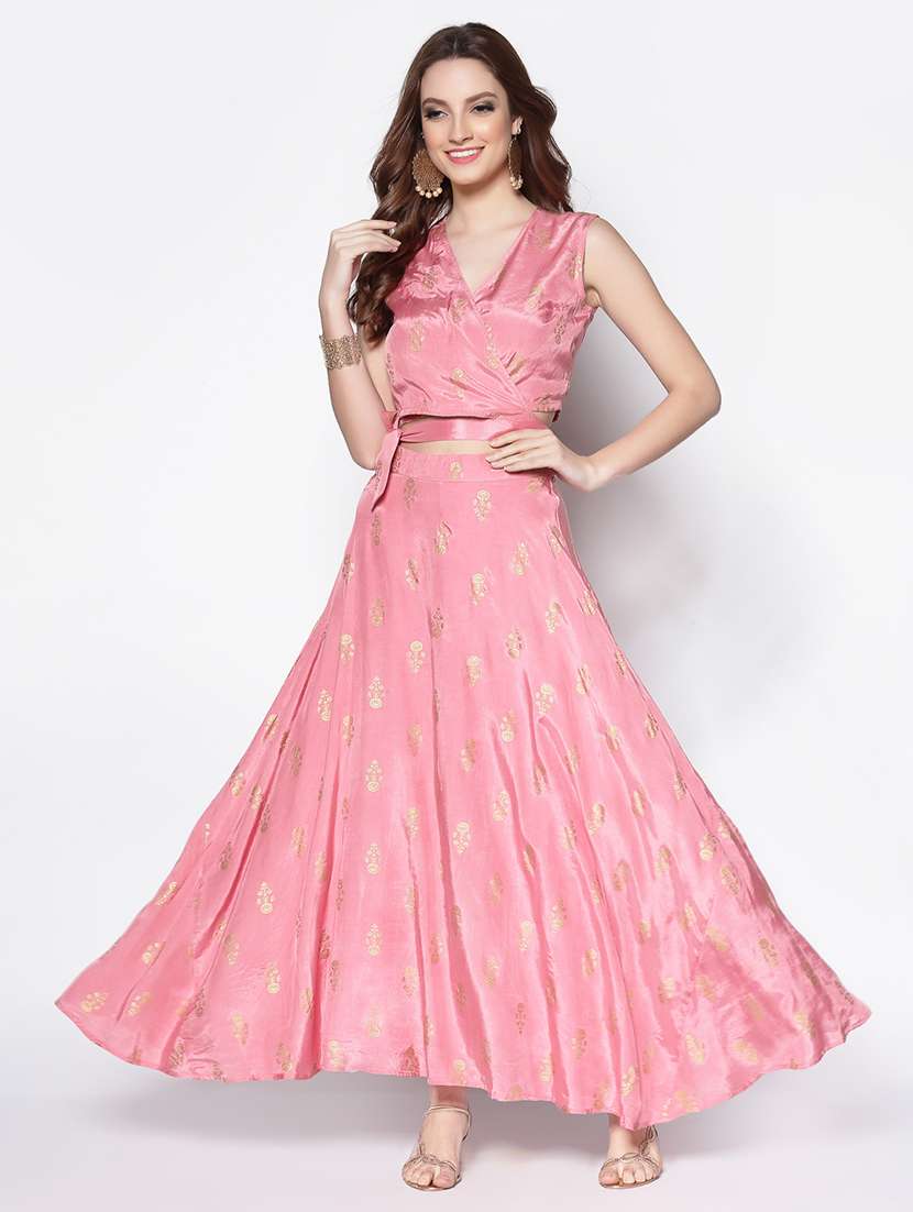 pink art silk flared lehenga - 18081213 -  Zoom Image - 0