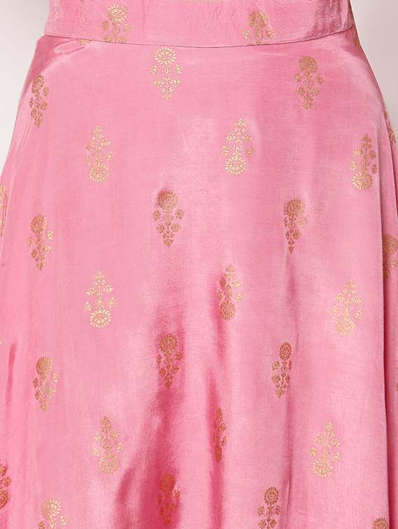 pink art silk flared lehenga - 18081213 -  Standard Image - 3
