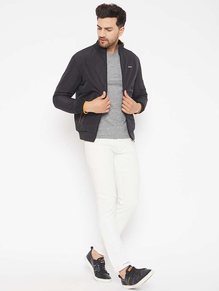 black solid bomber jacket - 18081399 -  Standard Image - 3