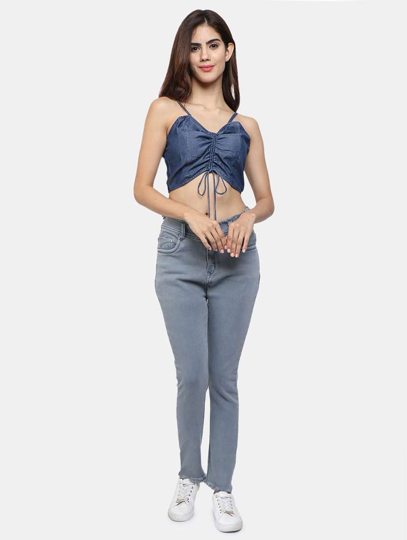 women's crop shoulder strap top - 18082089 - Standard Image - 3