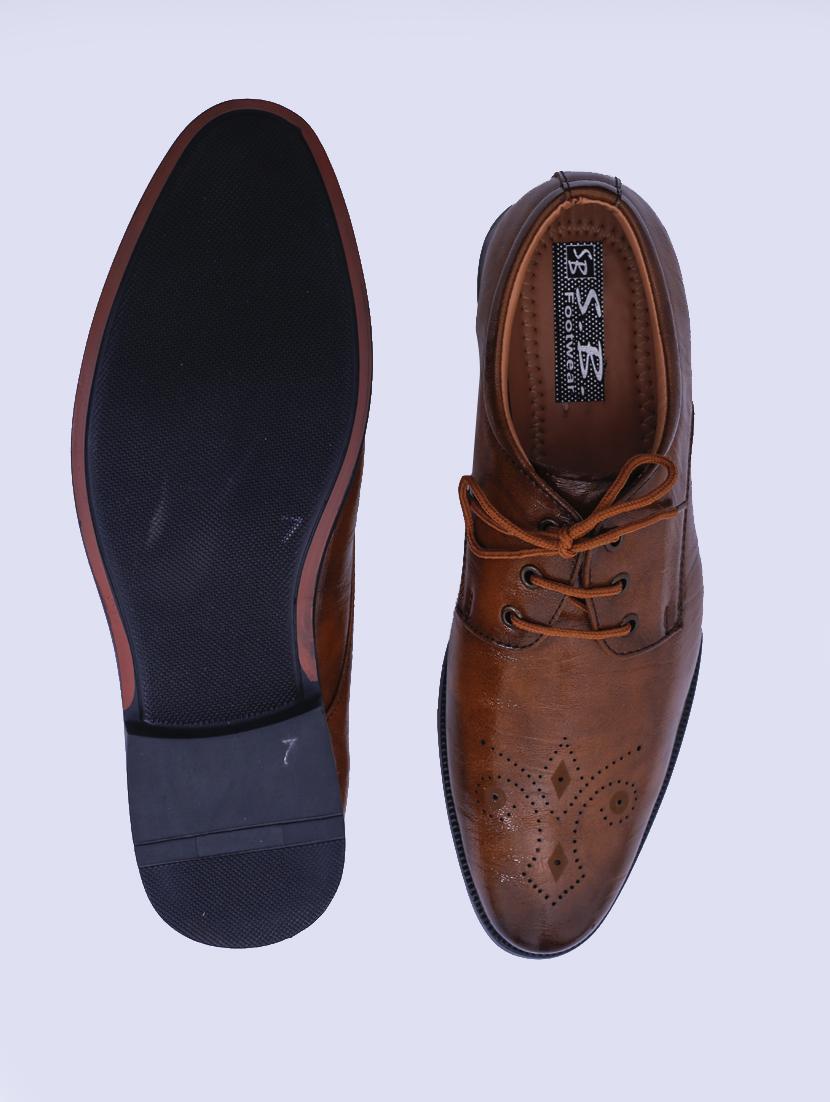 tan leatherette laceup brouges - 18082128 - Standard Image - 3