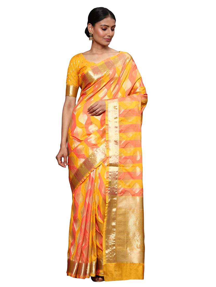 zari work banarasi saree with blouse - 18082233 - Zoom Image - 0
