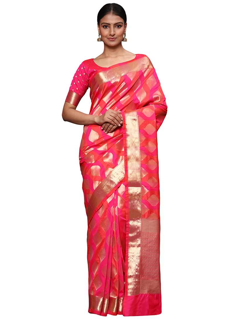 zari work banarasi saree with blouse - 18082235 - Zoom Image - 0