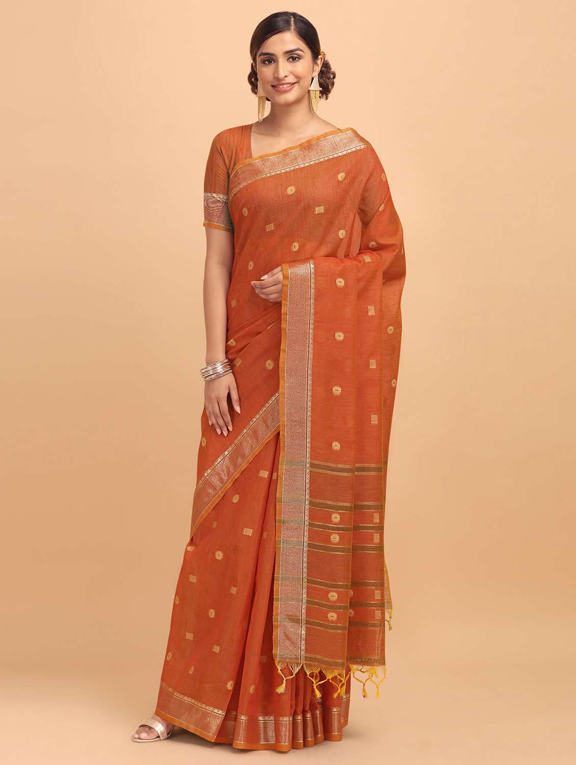 self design handloom saree with blouse