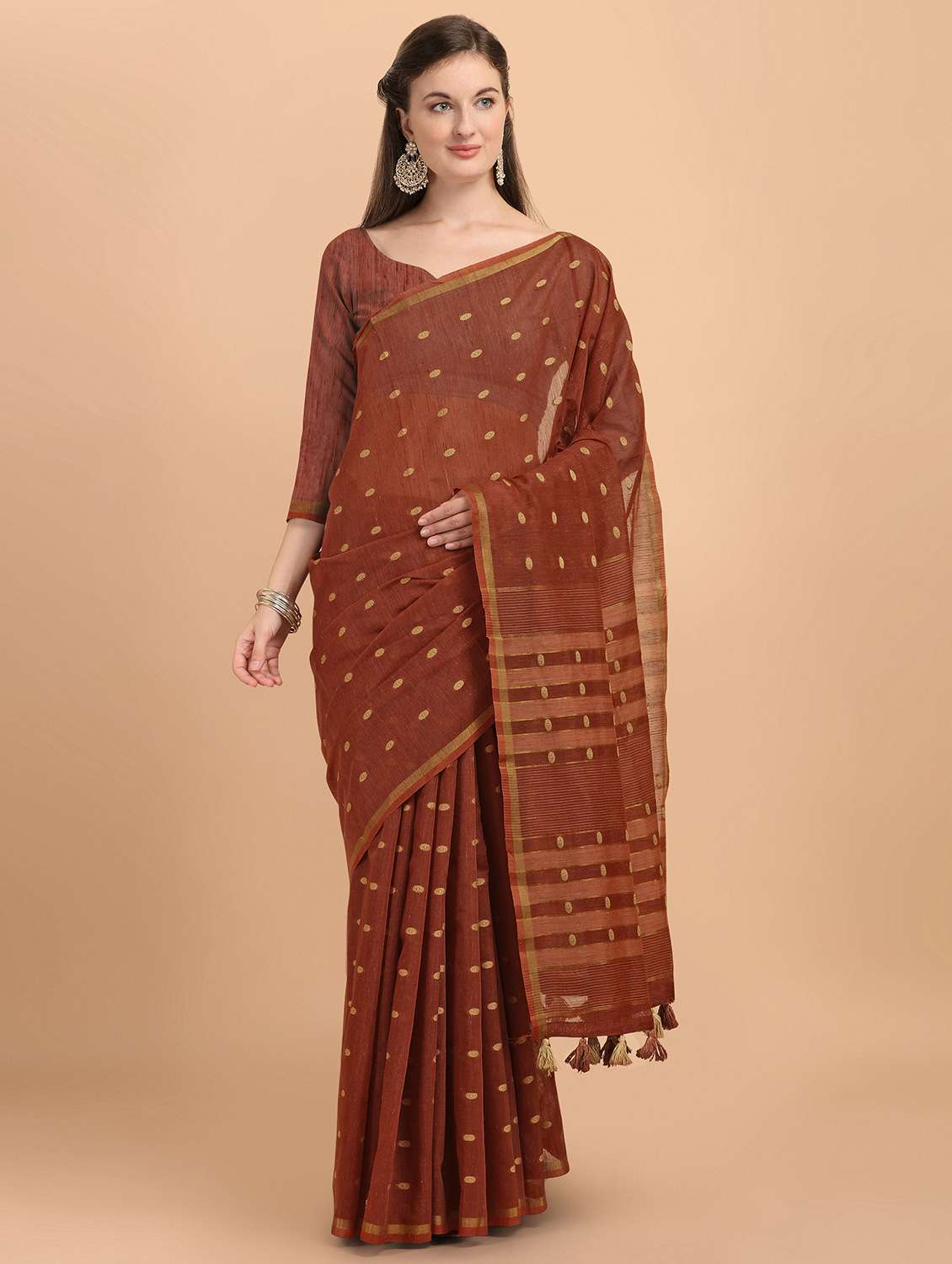 self design handloom saree with blouse