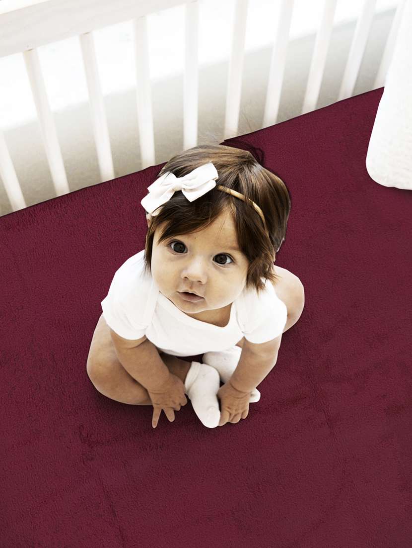 bianca waterproof & breathable bamboo-feel baby dry sheet & mattress protector -1pc small (smart dry) solid-maroon