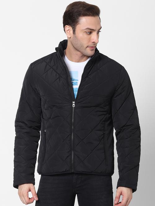 black solid bomber jacket - 18083805 -  Standard Image - 0