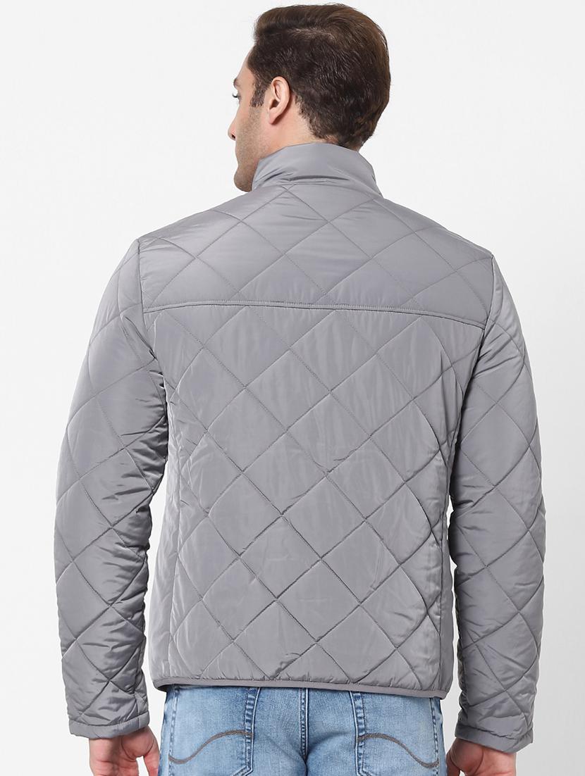 grey solid quilted jacket - 18083806 - Standard Image - 3