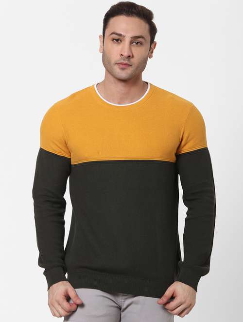yellow color block pullover - 18083832 -  Standard Image - 0