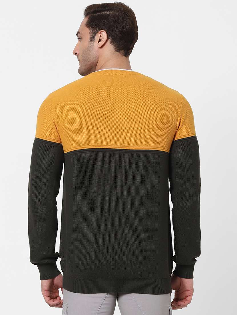 yellow color block pullover - 18083832 - Standard Image - 3