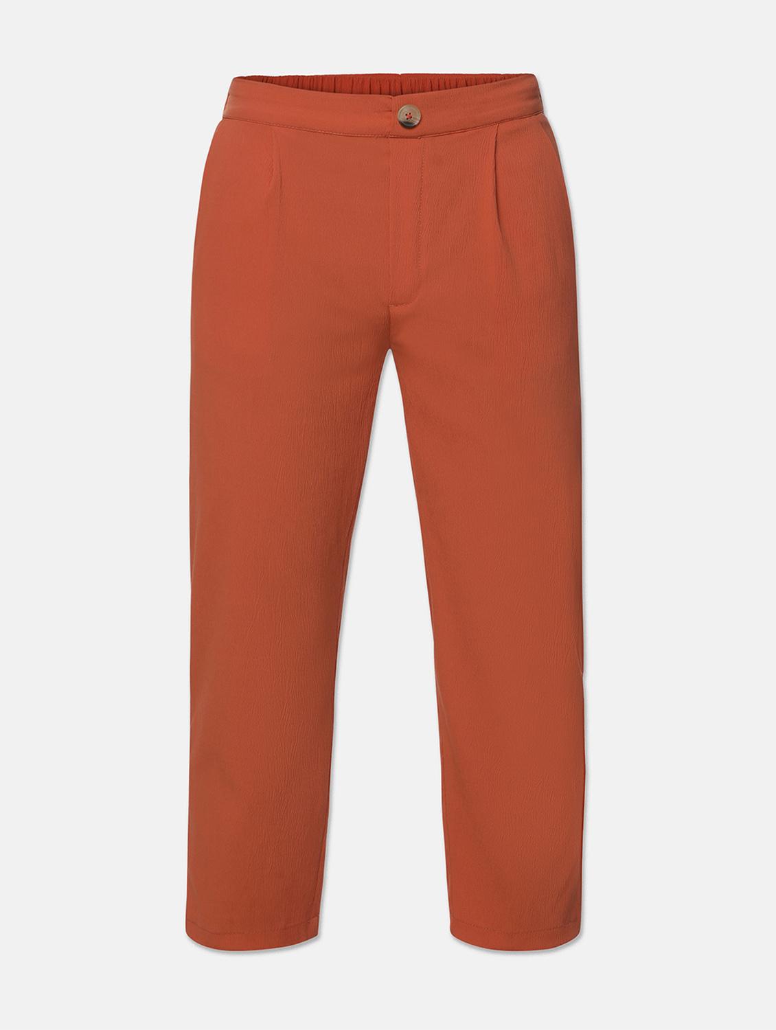 orange solid casual trouser - 18105892 - Zoom Image - 0