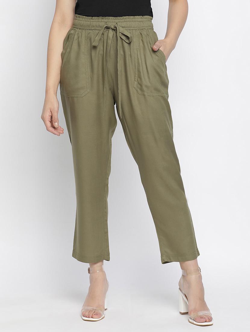 tie front solid flat front trouser - 18105906 - Zoom Image - 0