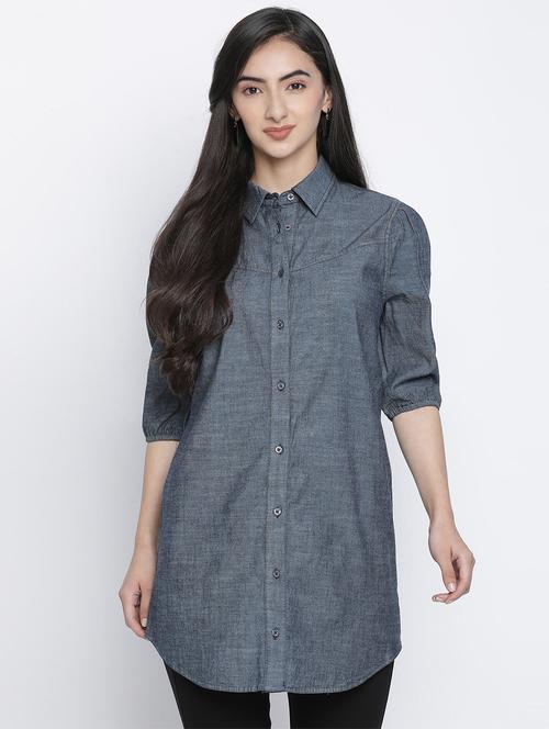 grey solid regular tunic - 18105930 - Standard Image - 0