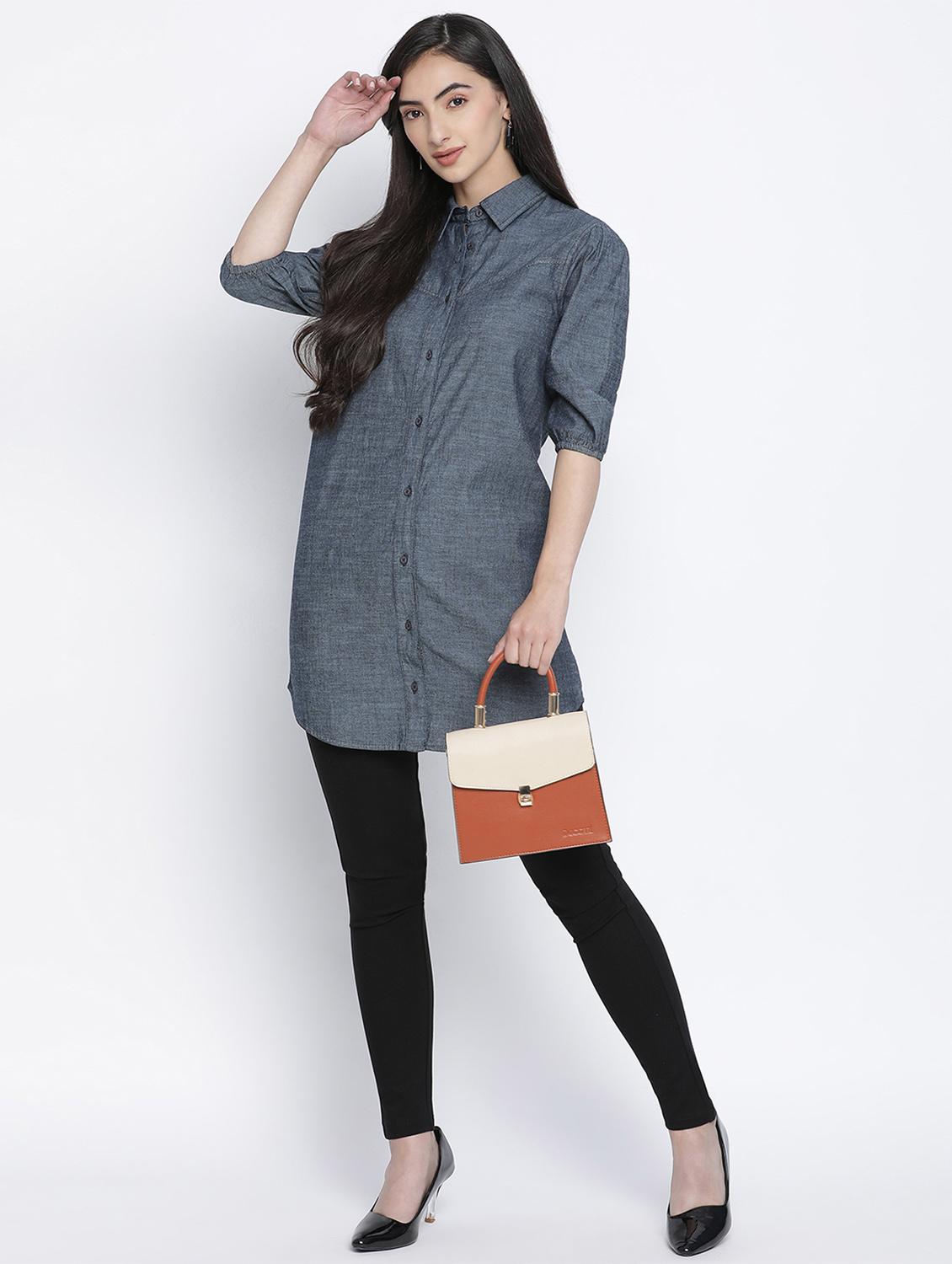 grey solid regular tunic - 18105930 - Standard Image - 3