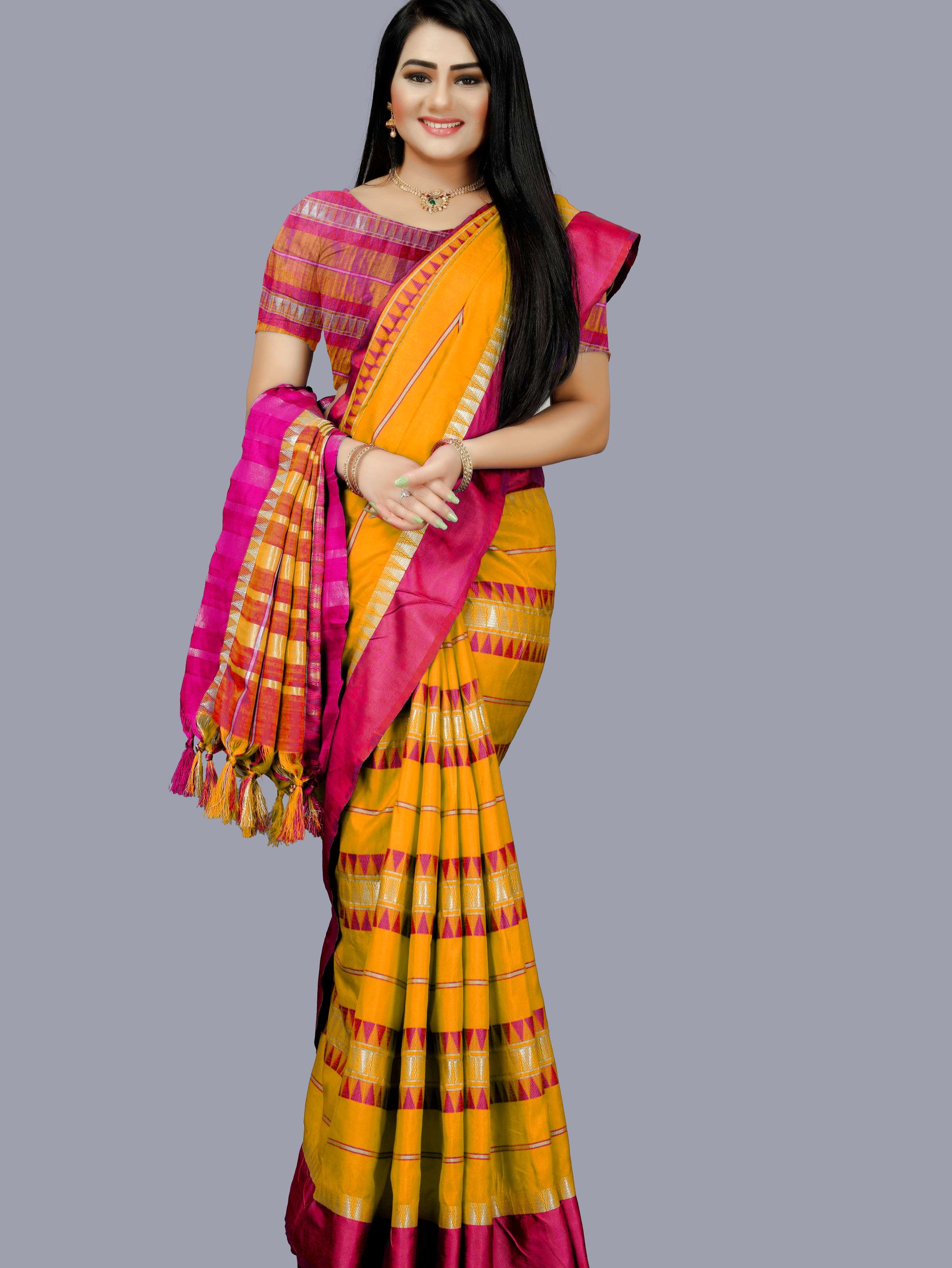 yellow silk saree - 18107064 - Zoom Image - 0