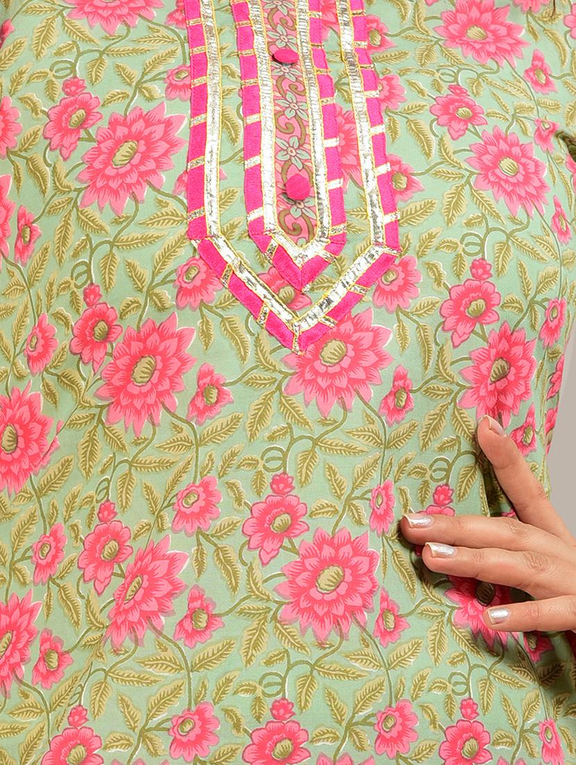multi colored cotton straight kurta - 18109536 - Standard Image - 3