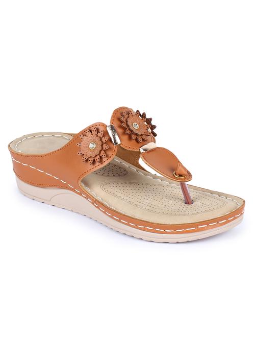 tan leatherette sandals - 18110113 - Standard Image - 0