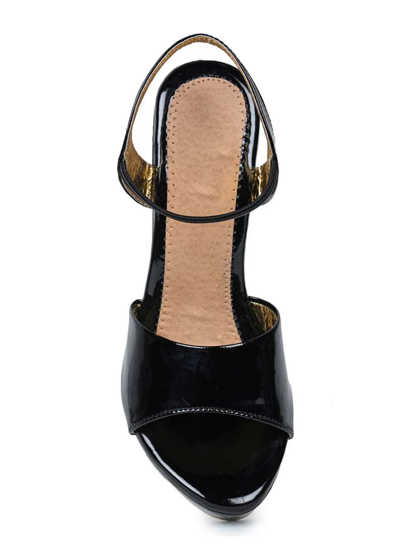 black synthetic slip on sandals - 18111243 -  Standard Image - 3