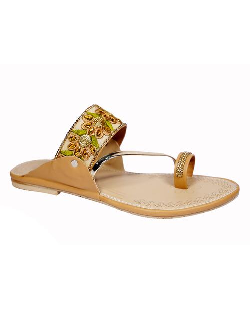 tan synthetic slip on sandals - 18111305 - Standard Image - 0