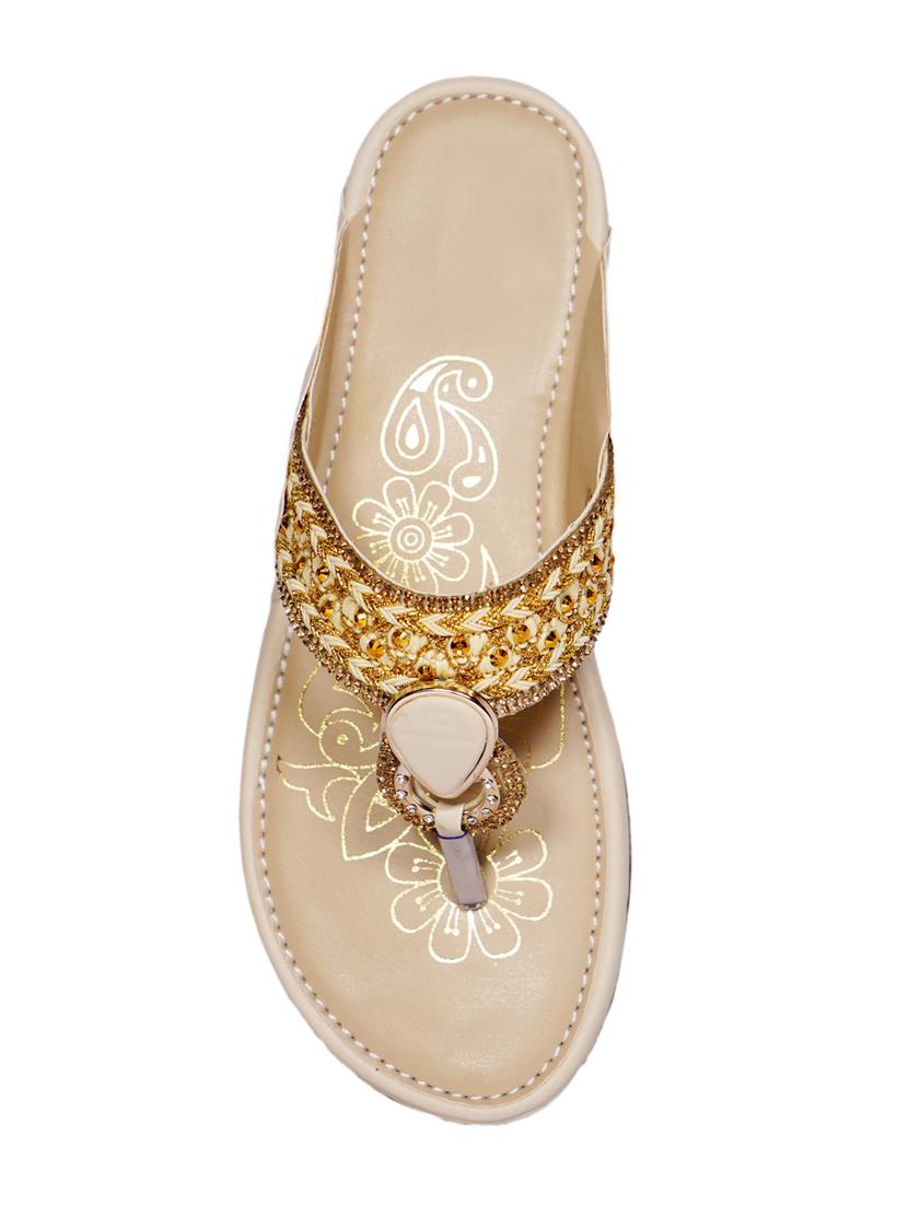 beige synthetic slip on sandals - 18111309 - Standard Image - 3