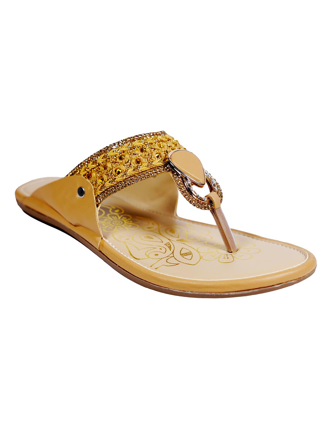gold synthetic slip on sandals - 18111310 -  Zoom Image - 0