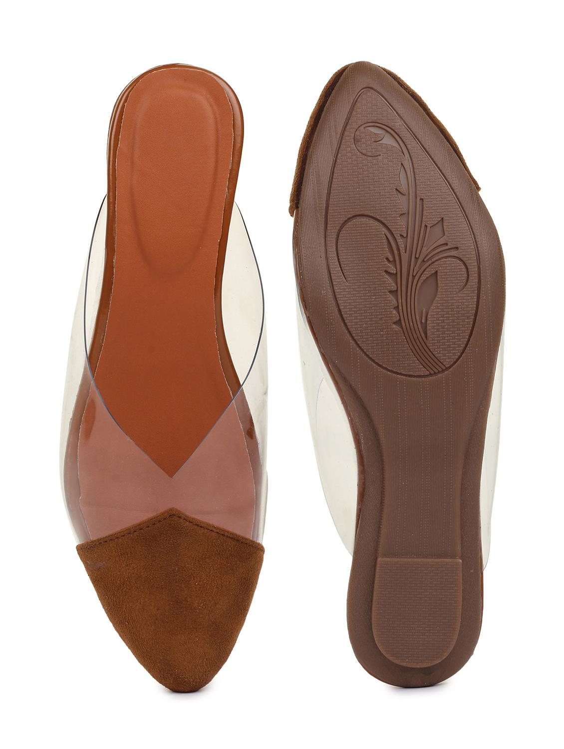 tan synthetic slip on sandals - 18111319 - Standard Image - 3
