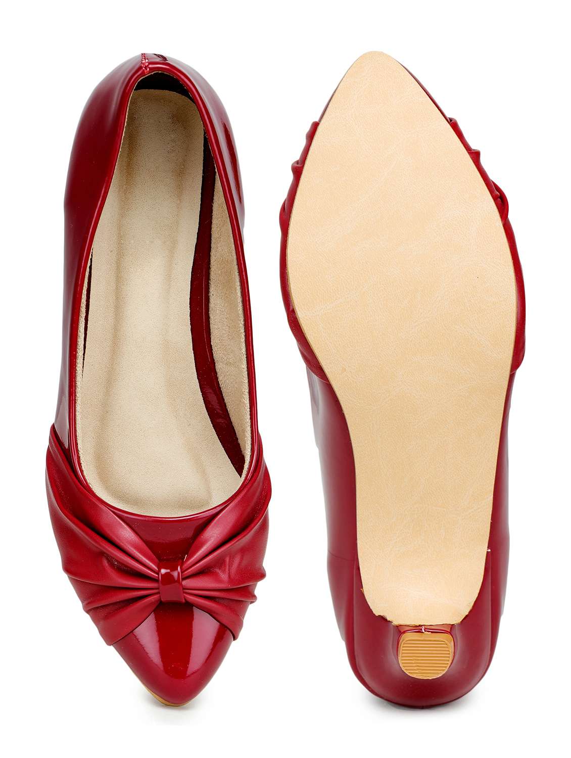 red synthetic slip on pumps - 18111461 -  Standard Image - 3