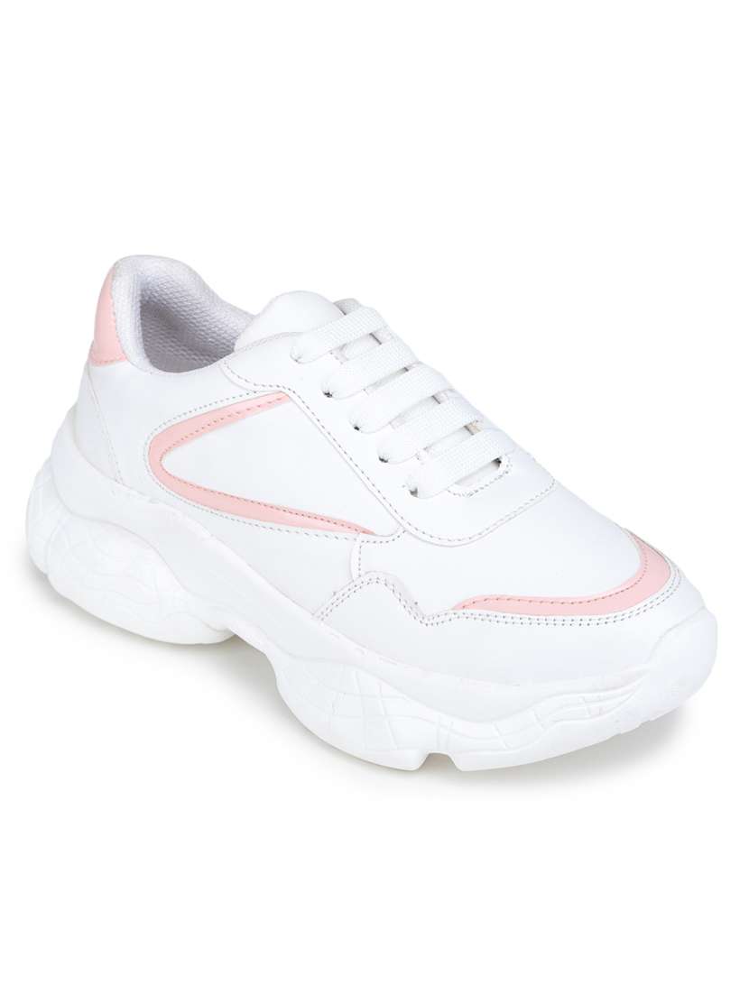 white lace-up sneaker