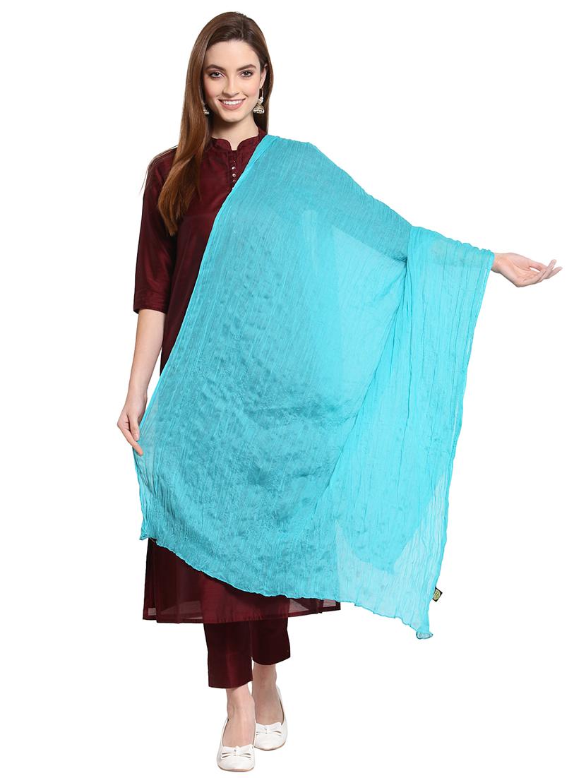 blue cotton stole - 18112252 -  Zoom Image - 0