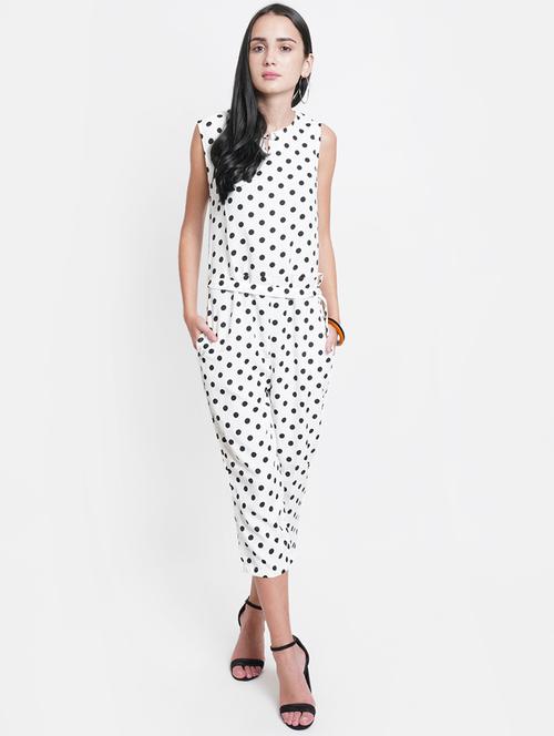 tie front polka dot jumpsuit - 18113047 - Standard Image - 0
